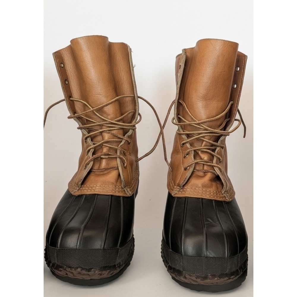 Vtg 1980s LL Bean Maine Hunting Shoe Duck Boots 10in 10-Eyelet Brown Mens 10M